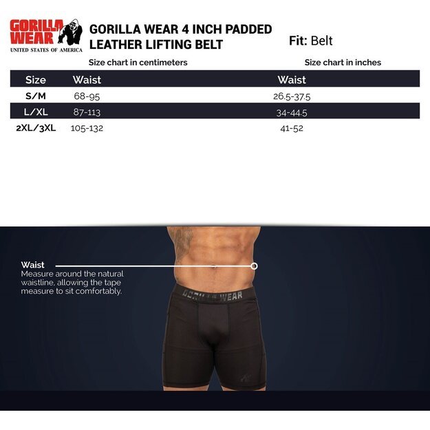 Gorilla Wear 4 INCH Padded Leather Belt 
